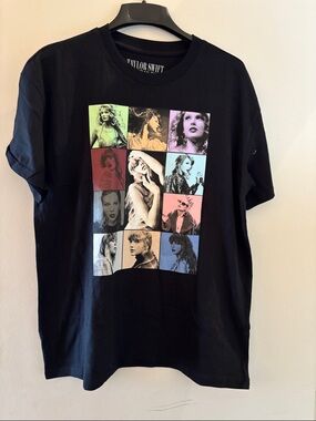 Taylor Swift Black Multicolor Pop Eras Tour Concert Tee New